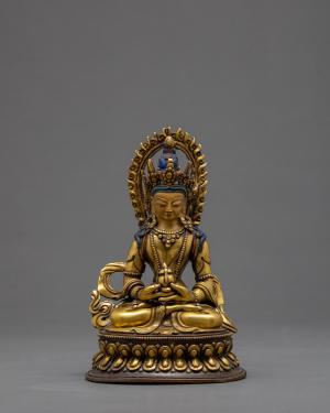 Amitayus Statue | Long Life Buddha | Gilded Buddha Statue | Religious Artifacts | Handmade Buddhist Tibetan Figurines | Housewarming Gifts